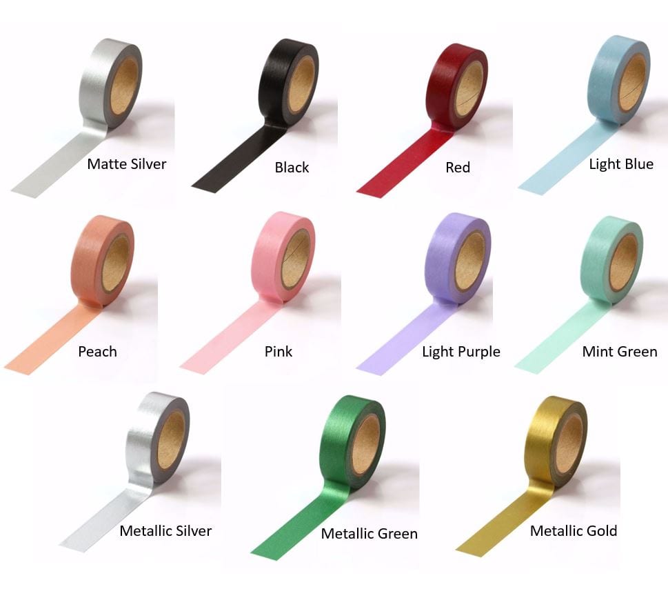 Solid Color Matte Washi Tape 15mm x 10m