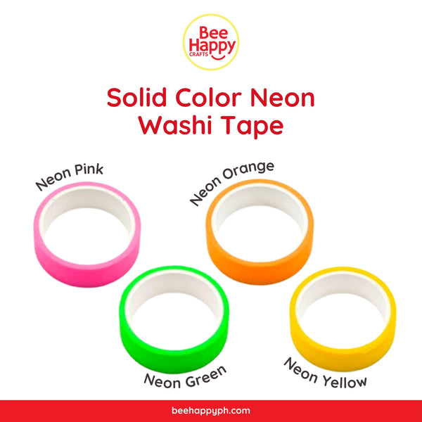 Neon Green Washi Tape - 15mm x 10m - Fluorescent - Scrapbooking