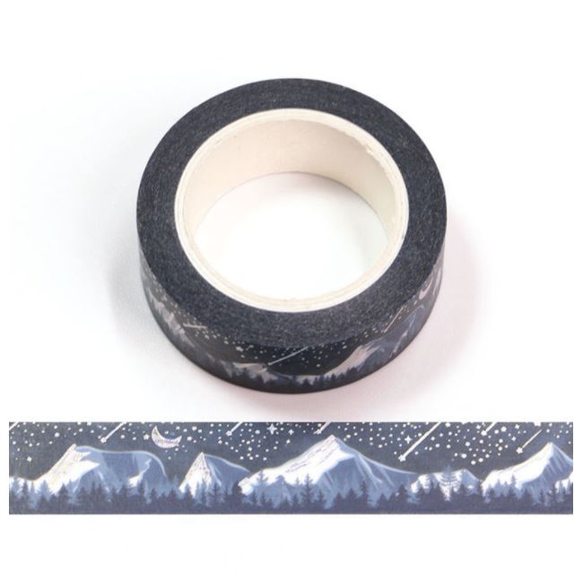 Songshan Snow Holographic Foil on Blue Washi Tape 15mm x 10m
