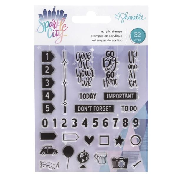American Crafts Sparkle City Shimelle Acrylic Stamps 32/Pkg