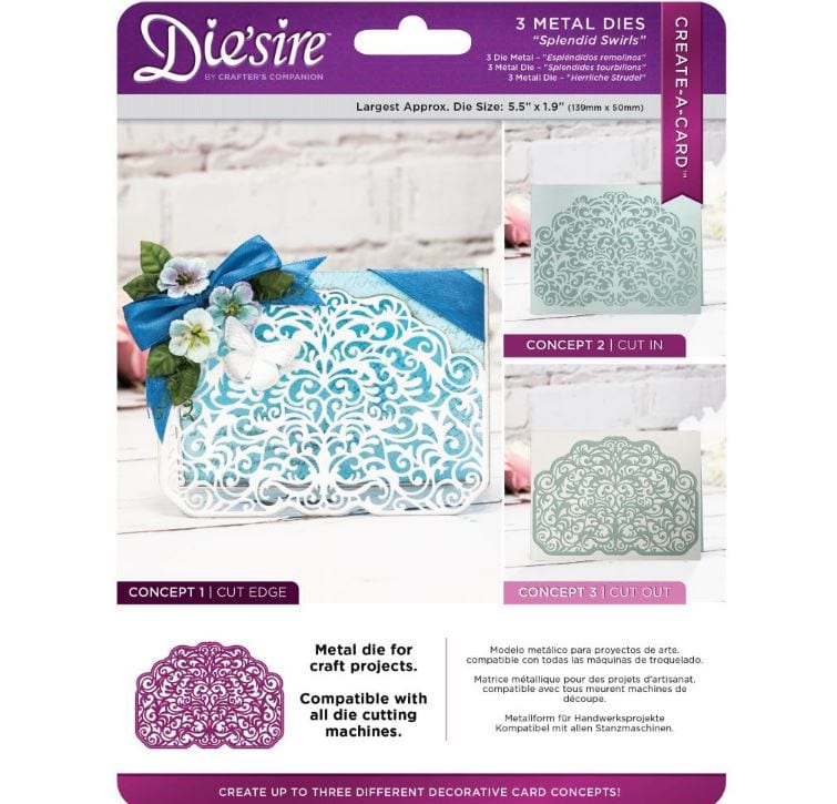 Crafter's Companion Splendid Swirls Die'sire Create-A-Card Metal Dies
