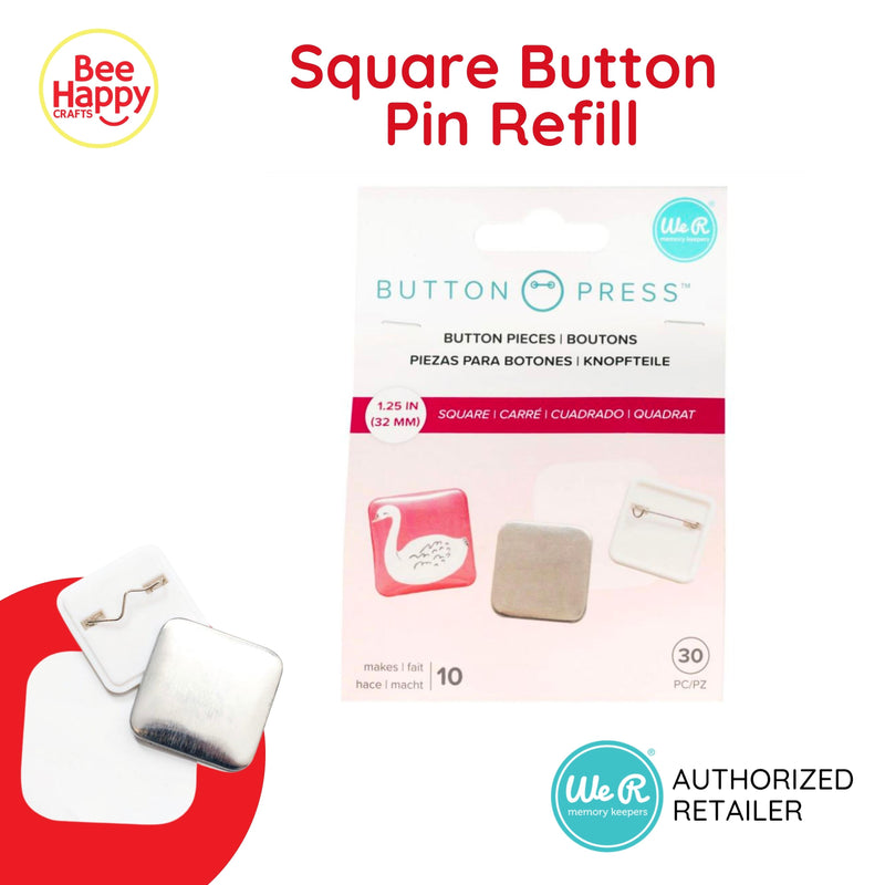 We R Memory Keepers Square Button Pin Back Refill for Button Press (Makes 10 pins)