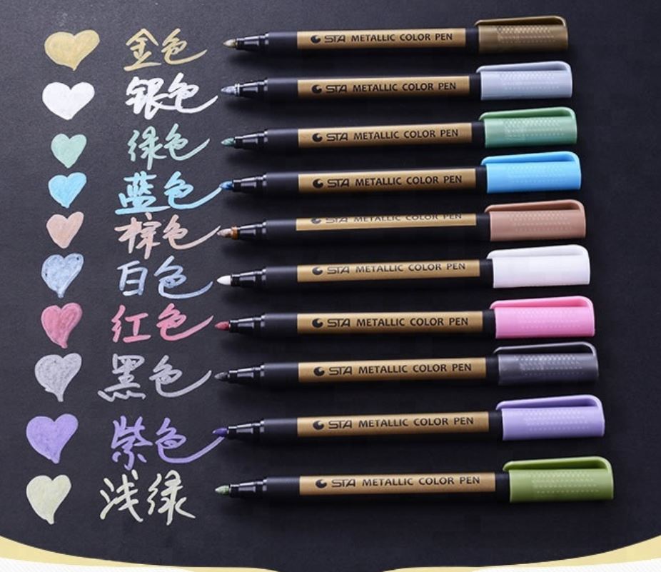 2mm STA Metallic Paint Markers Quick Dry (10pcs)