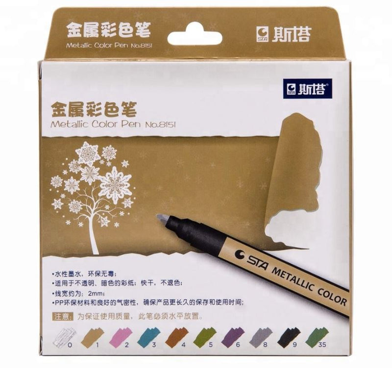 2mm STA Metallic Paint Markers Quick Dry (10pcs)