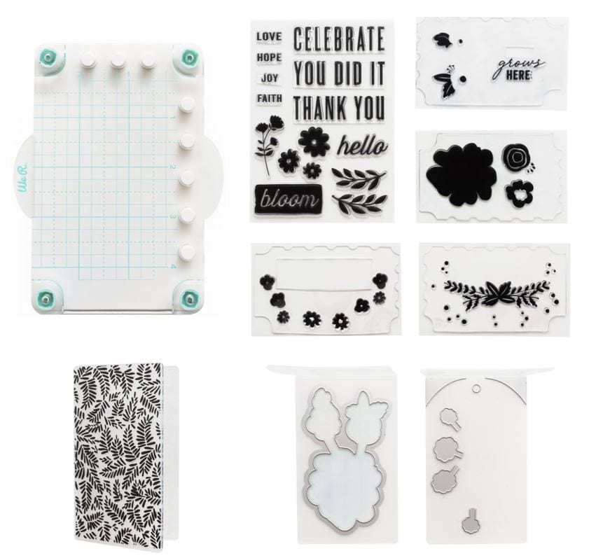 We R Memory Keepers Floral Stamp, Die and Embossing Folder Set with Mini Stamp Press