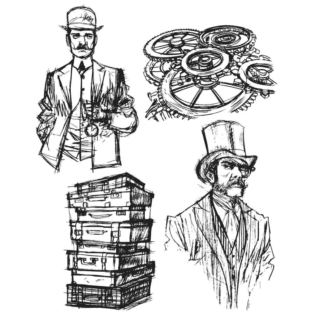Stampers Anonymous Tim Holtz Time Travelers Cling Stamp