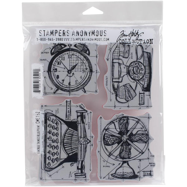 Stampers Anonymous Tim Holtz Vintage Things Blueprint Cling Stamp