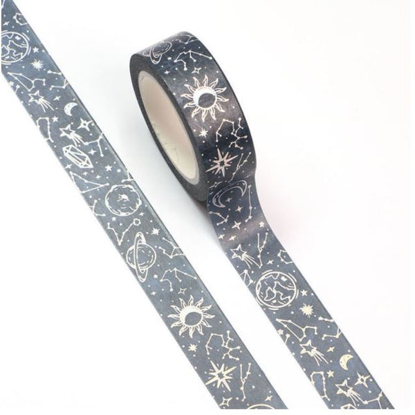 Starry Sky Holographic Foil on Blue Washi Tape 15mm x 10m
