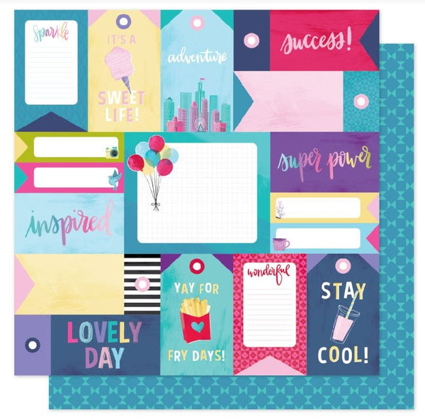 American Crafts Stay Super Sparkle City Double-Sided Cardstock 12" x 12" Shimelle