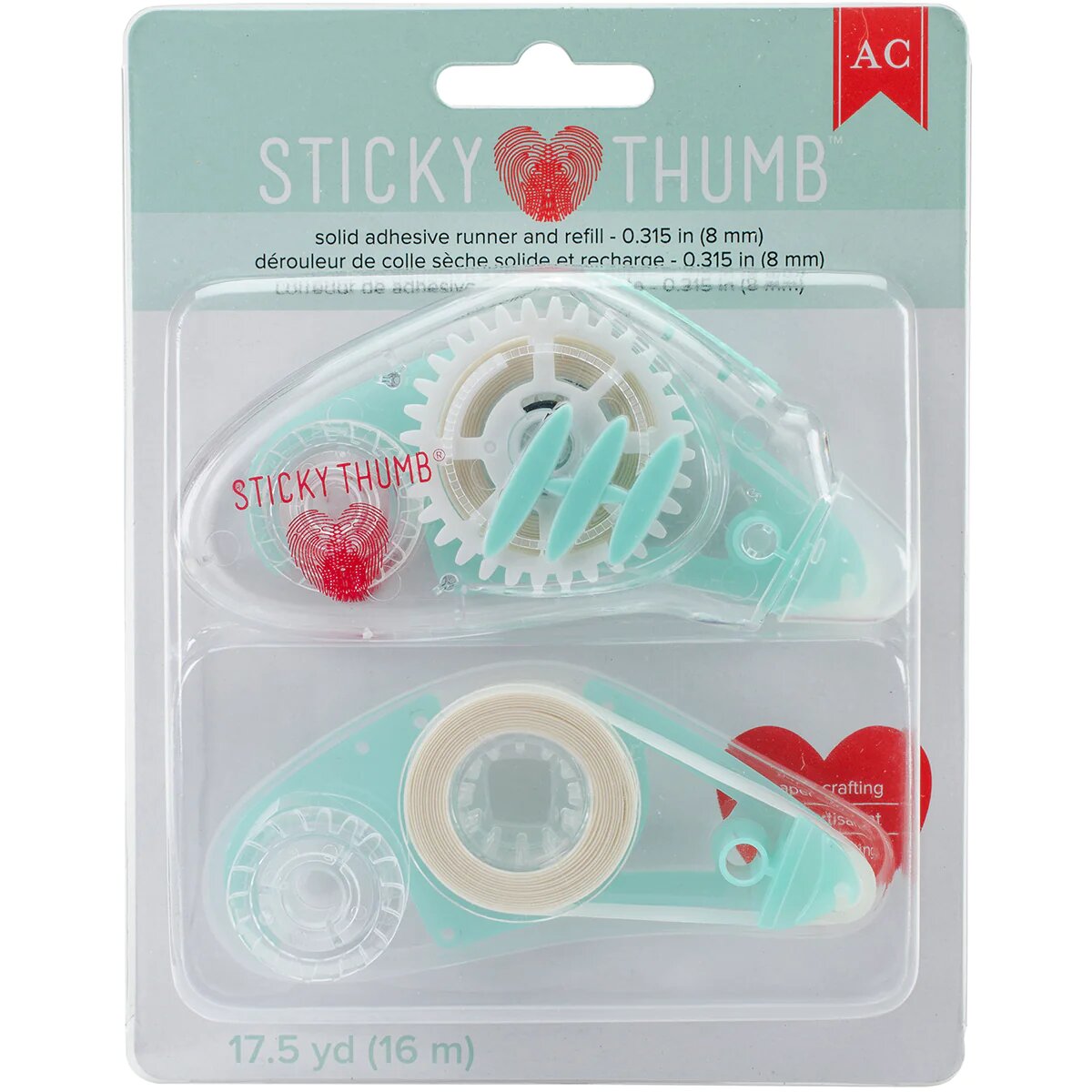American Crafts Sticky Thumb Adhesive Runner & Refill-Permanent Solid