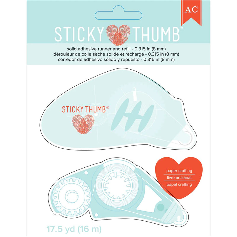 American Crafts Sticky Thumb Adhesive Runner & Refill-Permanent Solid