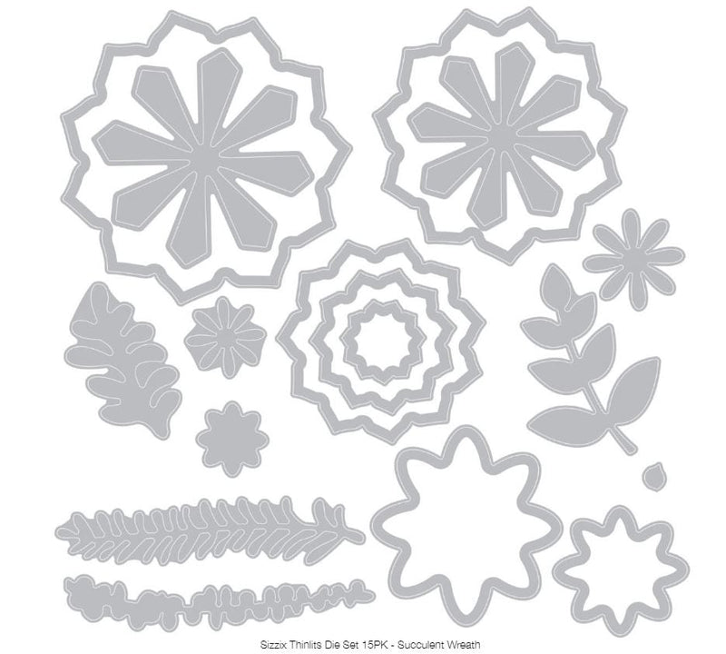 Sizzix Succulent Wreath Thinlits Die Set 15PK by Lisa Jones