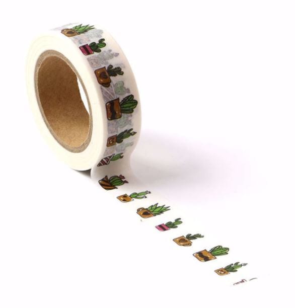 Cute Succulents on Pots Washi Tape 15mm x 10m