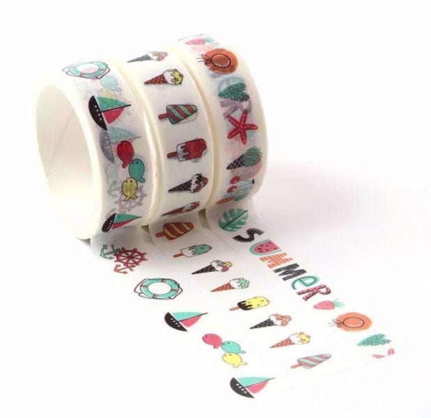 Summer Beach Treats Washi Tape 3 Rolls 15mm x 5m