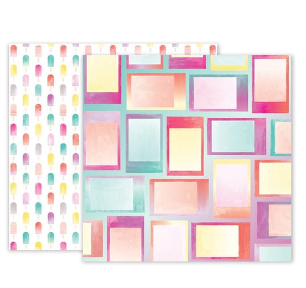 American Crafts Summer Lights 07 Double-Sided Cardstock 12" x 12" - Pink Paislee