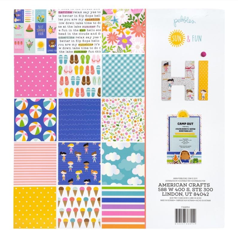 Pebbles Sun and Fun Paper Pad Collection 12" x 12" (36 Sheets)