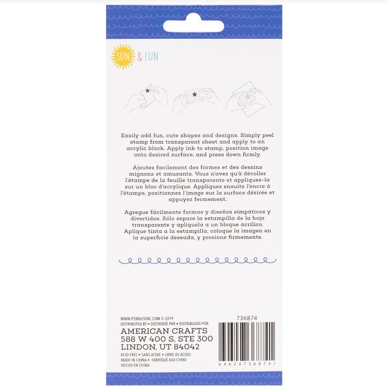 American Crafts Sun and Fun Pebbles Acrylic Clear Stamps