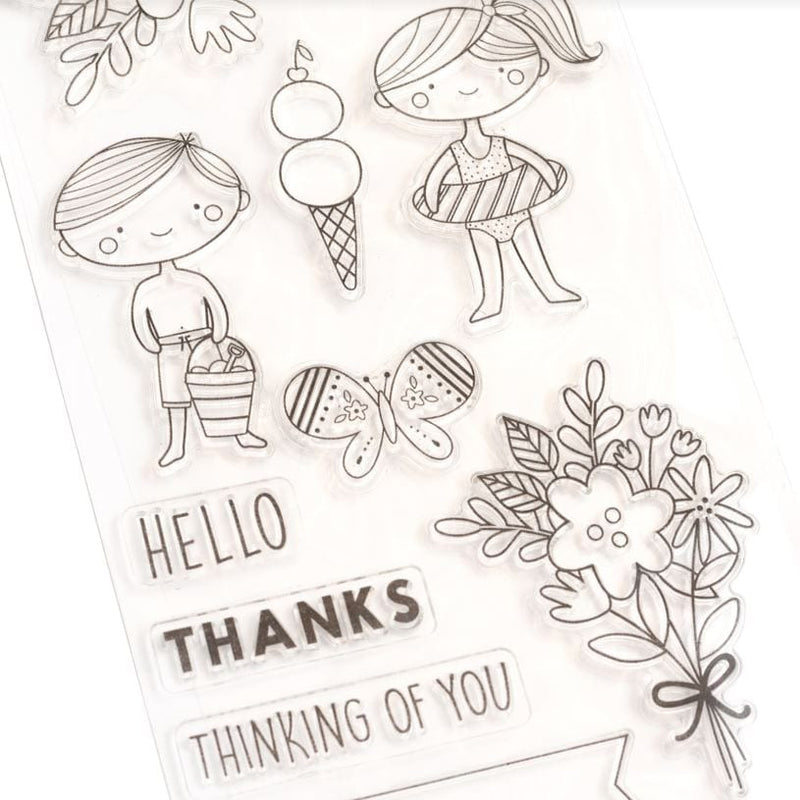American Crafts Sun and Fun Pebbles Acrylic Clear Stamps