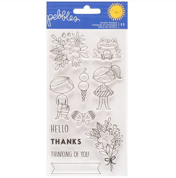 American Crafts Sun and Fun Pebbles Acrylic Clear Stamps