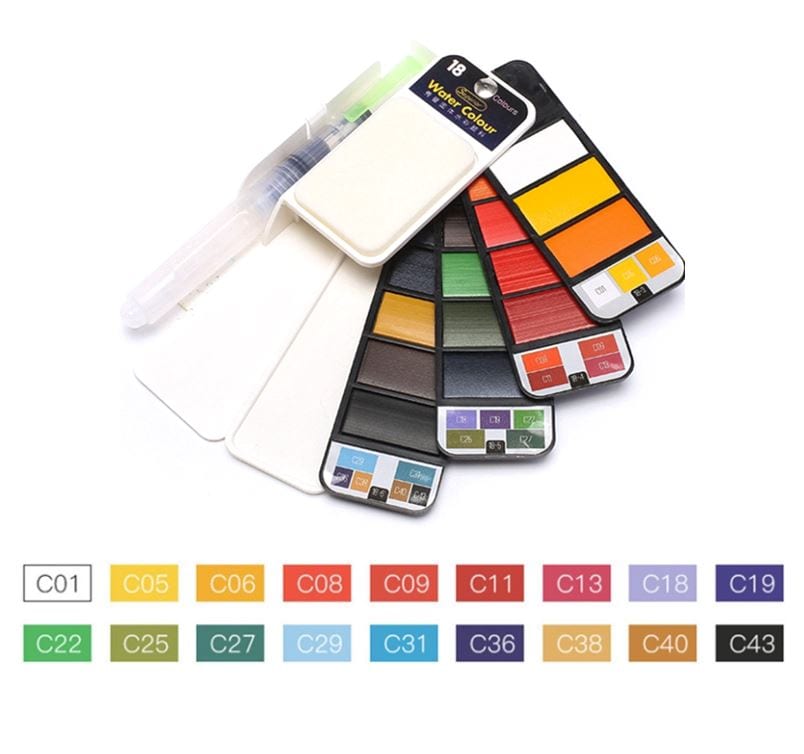 Superior Watercolor Fan / Foldable Watercolor Set w/ Brush