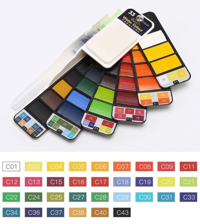 Superior Watercolor Fan / Foldable Watercolor Set w/ Brush
