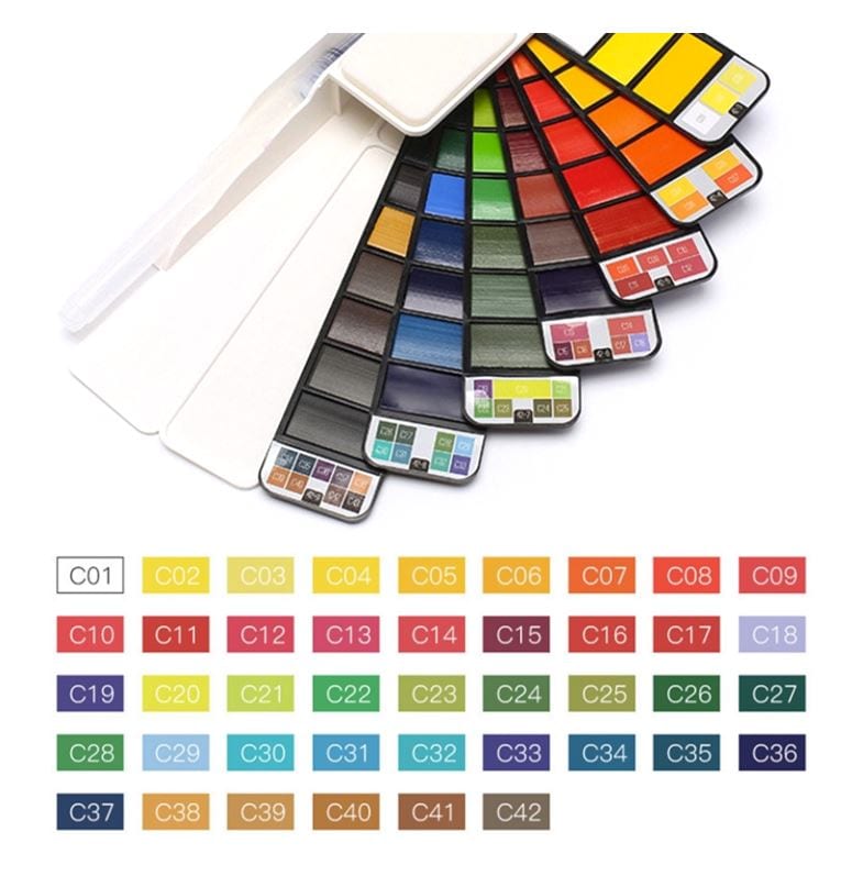Superior Watercolor Fan / Foldable Watercolor Set w/ Brush
