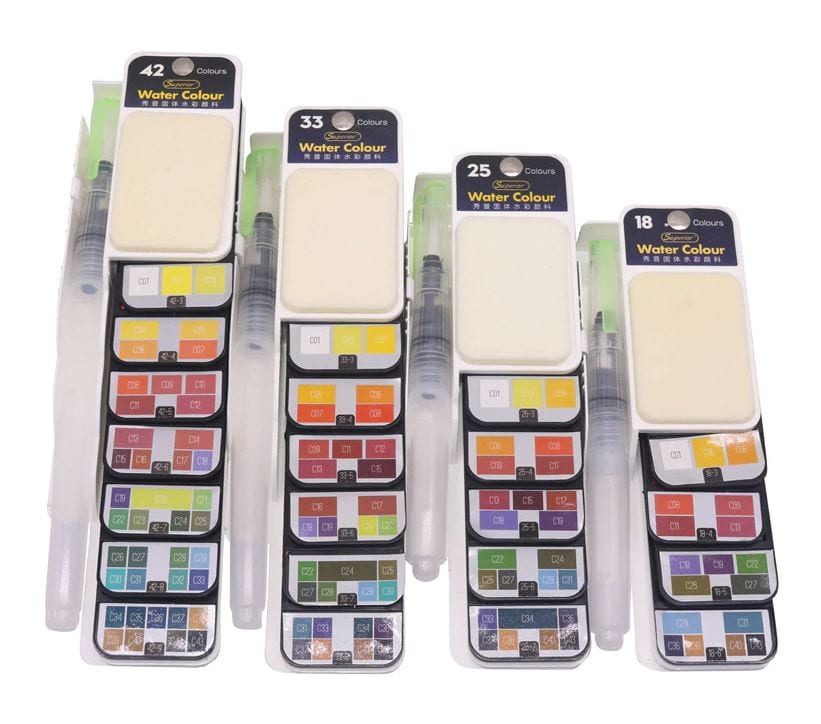 Superior Watercolor Fan / Foldable Watercolor Set w/ Brush