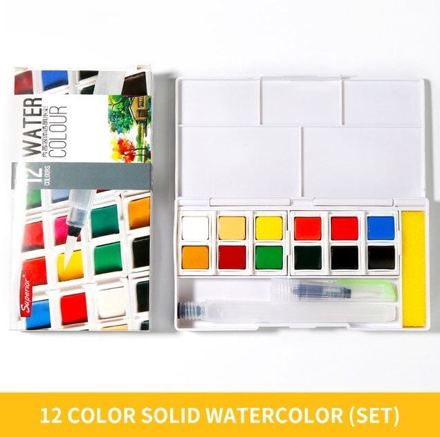 Superior Solid Watercolor Set By 12/18/24/30/36/40/48 Colors