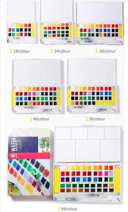 Superior Solid Watercolor Set By 12/18/24/30/36/40/48 Colors