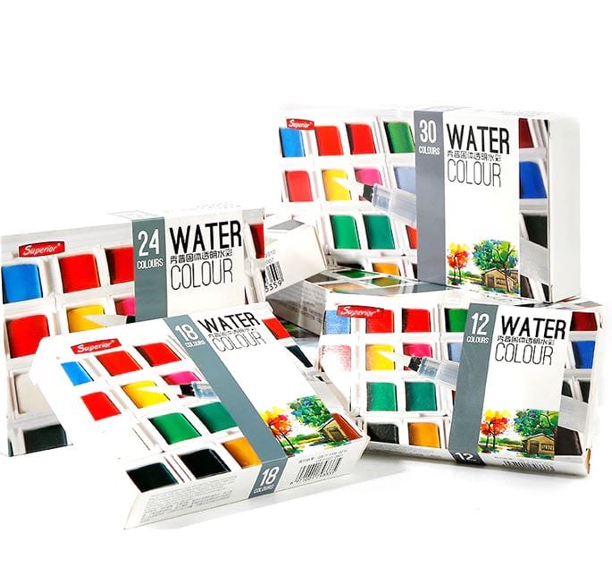 Superior Solid Watercolor Set By 12/18/24/30/36/40/48 Colors