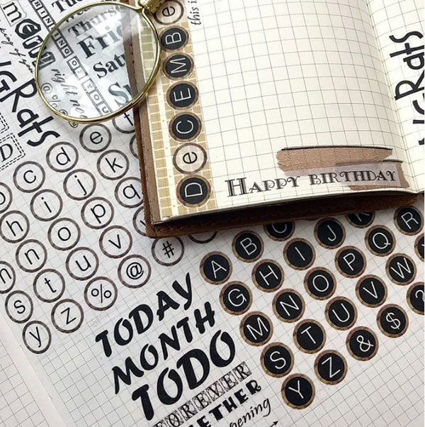 Typewriter Keys and Planner Headings Wide Washi Tape 6cm x 7m