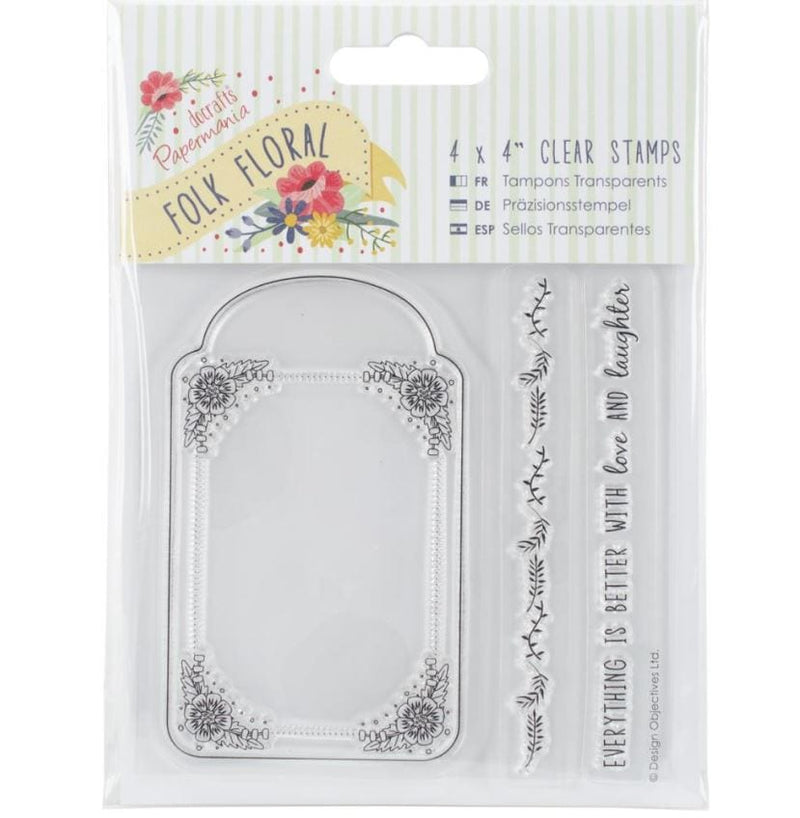 Papermania Tag Folk Floral Clear Stamps 4"X4"