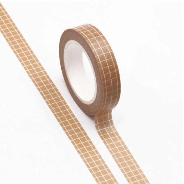Tan Grid Pattern Washi Tape 10mm x 10m
