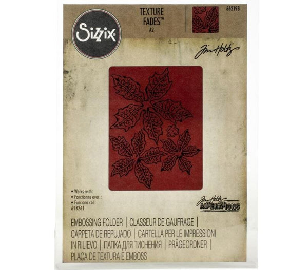 Sizzix Tattered Poinsettia by Tim Holtz Texture Fades A2 Embossing Folder