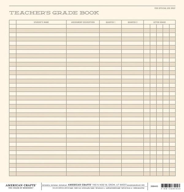 American Crafts Teachers Grade Double-Sided Cardstock 12"X12"