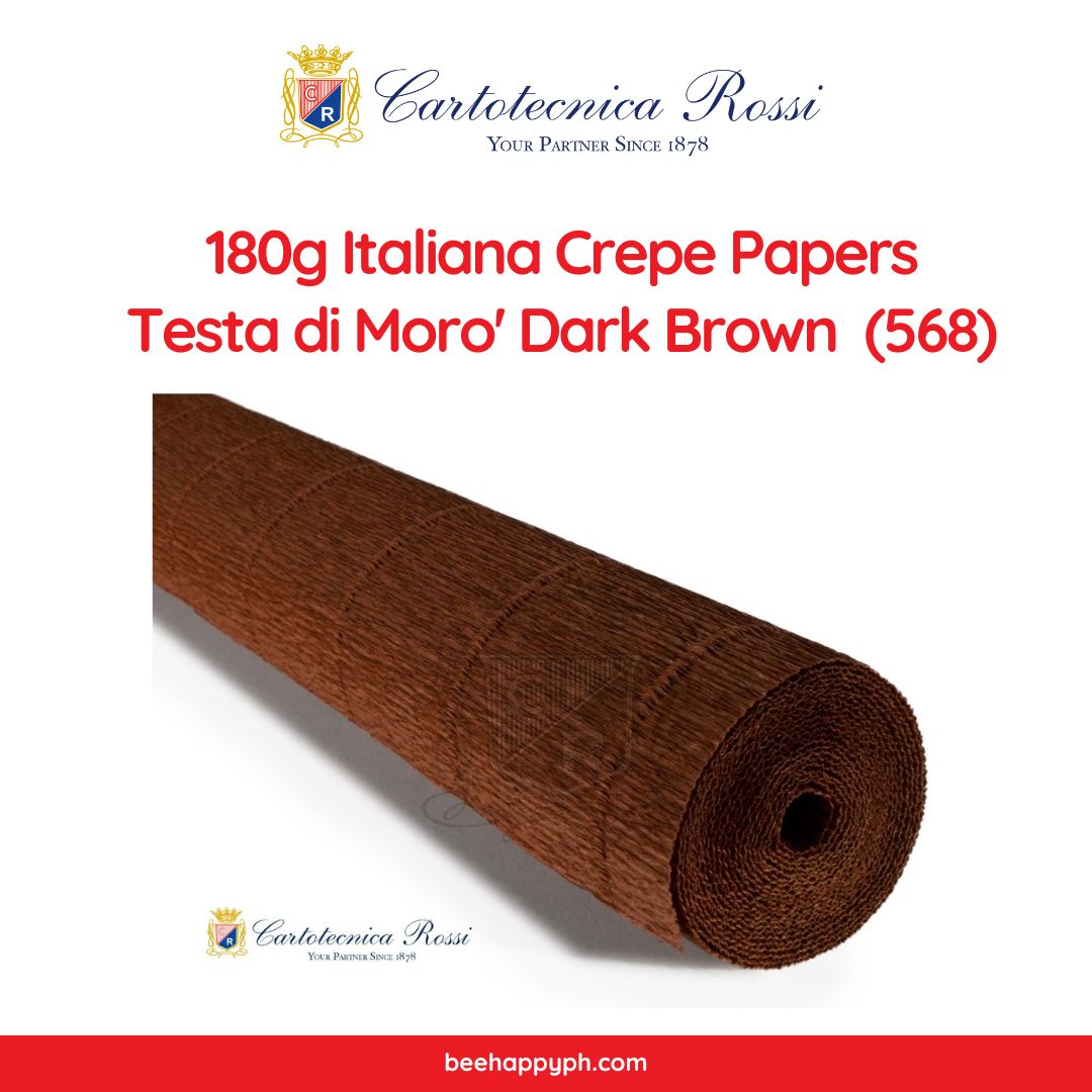 Cartotecnica Rossi Crepe Papers 180g Neutrals  (Black, Brown, White & Gray Shades) Full Roll Premium Italian Crepe Papers
