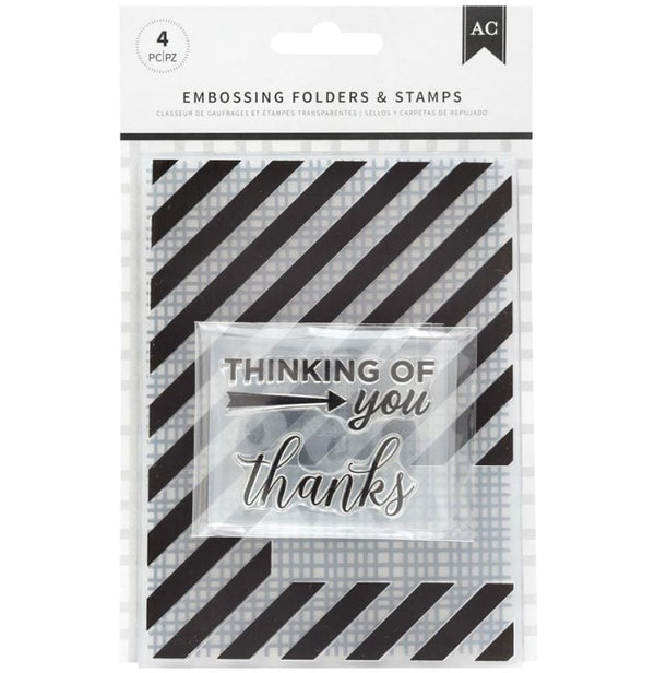 American Crafts Thankful Thinking Stamps and Embossing Folder