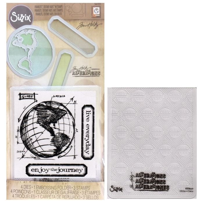 Sizzix The Journey Tim Holtz Alterations Stamp, Die & Texture Fade