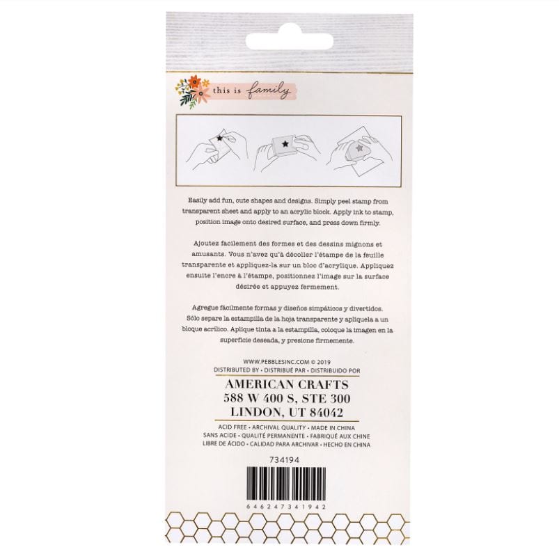 American Crafts This is Family Pebbles Acrylic Clear Stamps (13 Pieces)