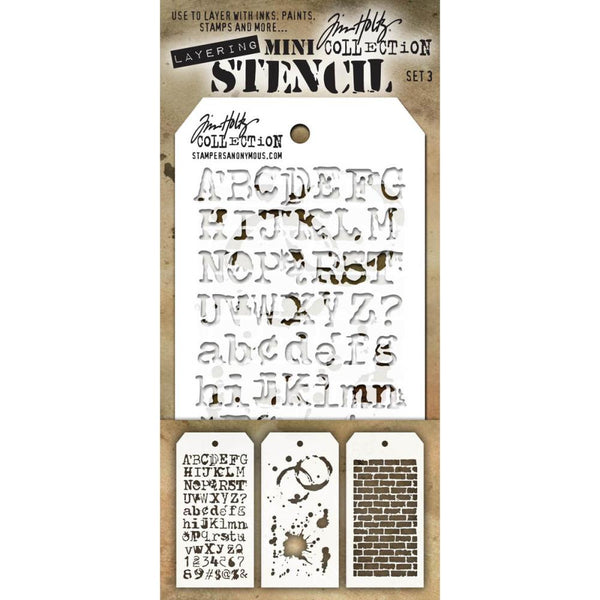 Stampers Anonymous Tim Holtz Mini Layered Stencil Set #3 3/Pkg