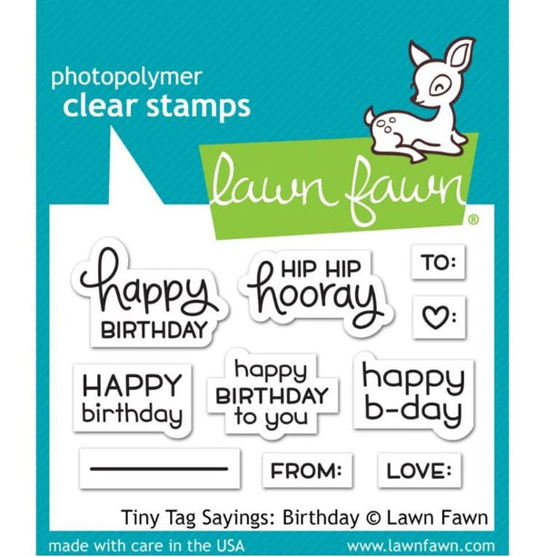 Lawn Fawn Tiny Tag Sayings: Birthday Clear Stamps 2"x 3"
