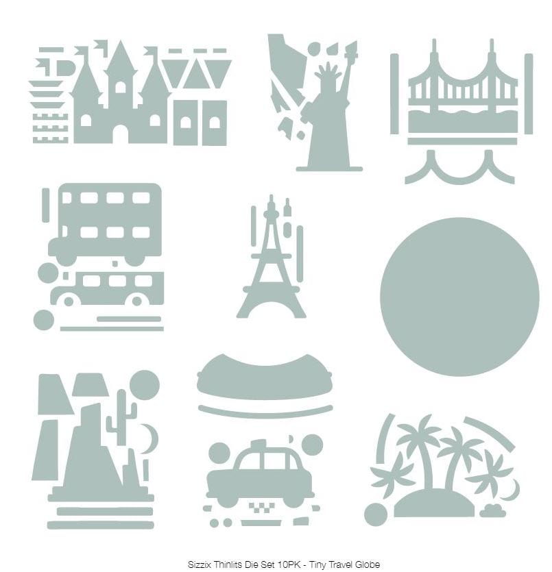 Sizzix Tiny Travel Globe Thinlits Die 10PK by Tim Holtz