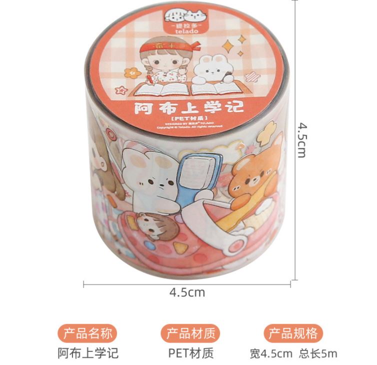 Telado Cute Girl Going to School Craft Tape 2 Versions (PET Tape or Masking Tape)