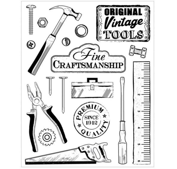 Multicraft Imports Vintage Tools 2 Clear Stamps 5.5"X7"