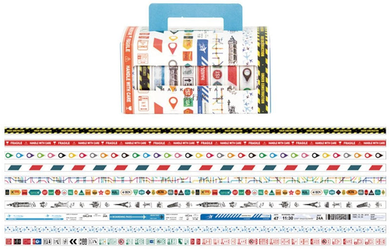 Travel Theme Skinny Masking Tape Set - 10 Rolls