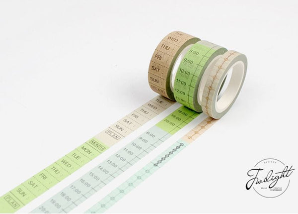 Twilight Planner Tapes (Day, Time, 24-hour Timeline) Masking Tape
