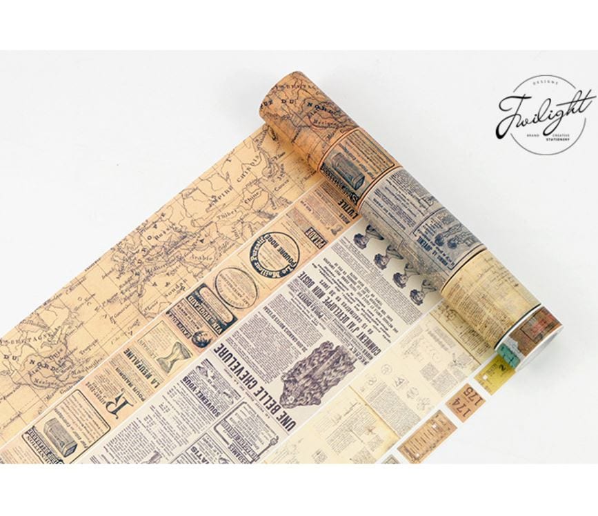 Twilight Da Vinci Manuscript Vintage Theme Masking Tape 50mm x 8m