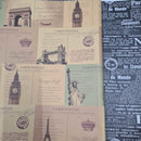 6 Sheets Vintage Print Maps, Newspaper Print Wrapping Paper Double Sided