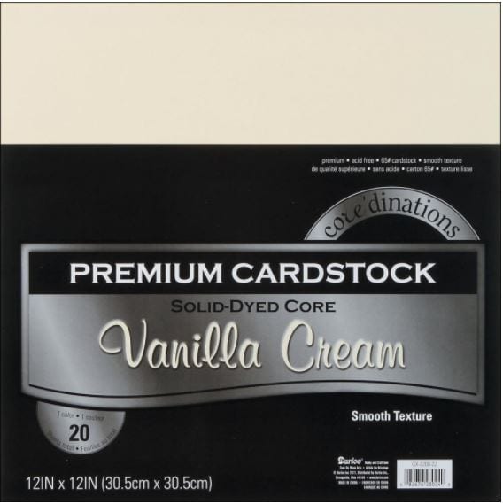Core'dinations Vanilla Cream Value Pack Smooth Cardstock 12"X12" 20/Pkg