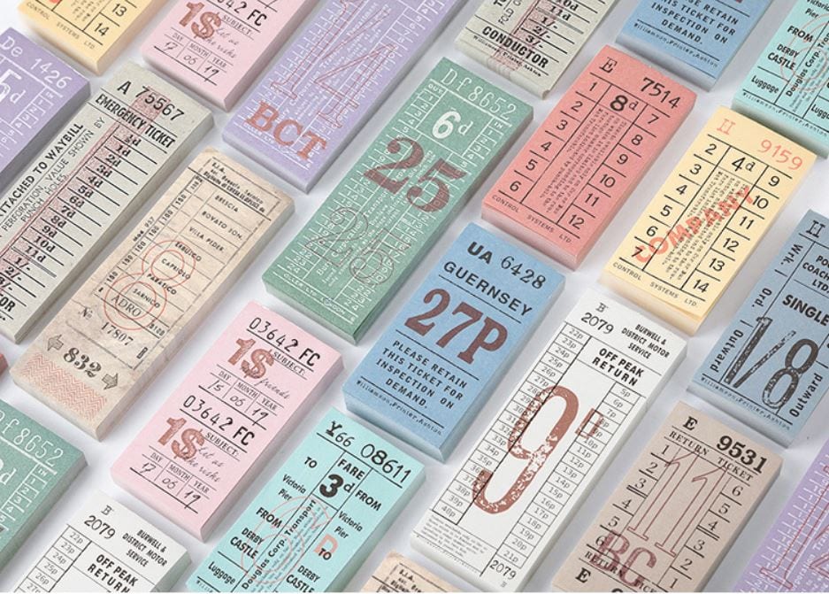 Vintage Bus/Train Tickets Paper Pads Mo Card